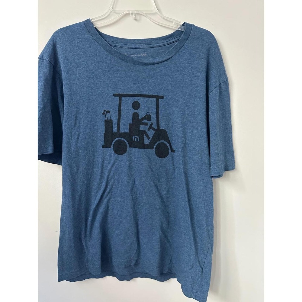 TravisMathew Men's Blue Beer Golf Cart Graphic T-Shirt Small Medium Golf Tee